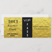 Toelating Ticket Birthday Party Gold en Black Kaart (Voorkant)