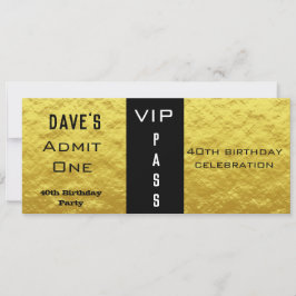 Toelating Ticket Birthday Party Gold en Black Kaart