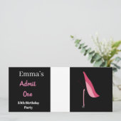 Toelating Ticket Womans Elegant Black Birthday Kaart (Staand voorkant)