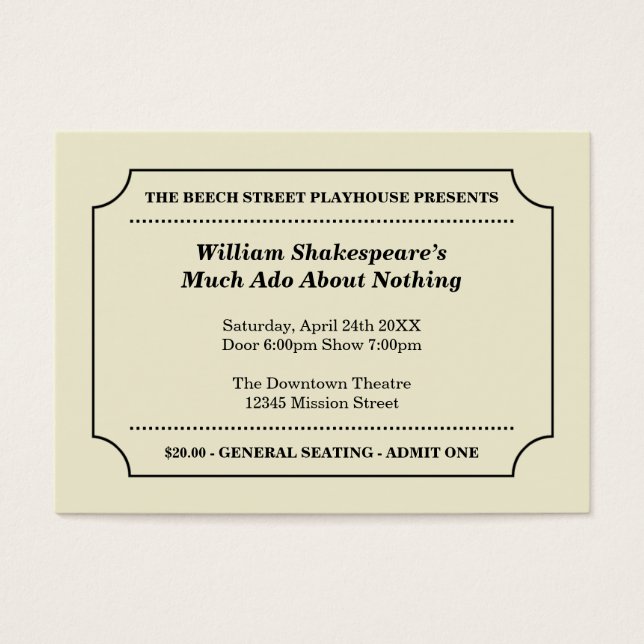 Toelatingsbewijs voor algemene doeleinden op maat visitekaartjes (Voorkant)