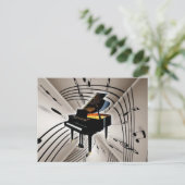 Toelichting en personeel bij piano briefkaart (Staand voorkant)