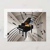 Toelichting en personeel bij piano briefkaart (Voorkant / Achterkant)