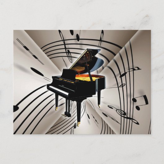 Toelichting en personeel bij piano briefkaart (Voorkant)