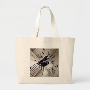 Toelichting en personeel bij piano grote tote bag