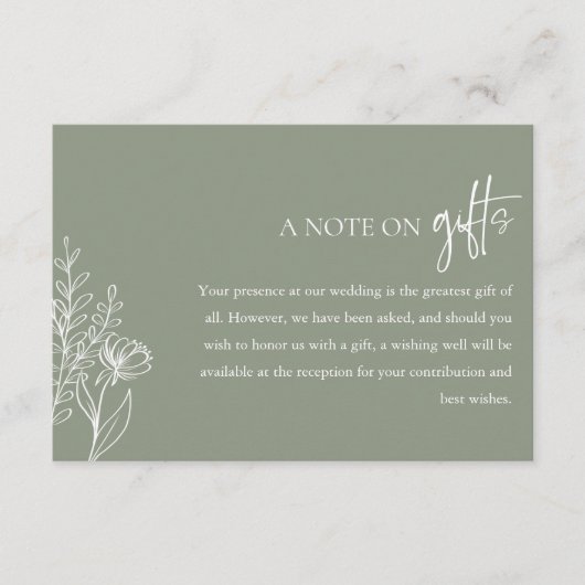 Toelichting op het groene weddenschap met Gifts Sa Informatiekaartje (Voorkant)