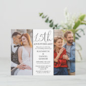 Toen en nu 2 foto 15e bruiloft Jubileum Kaart (Staand voorkant)