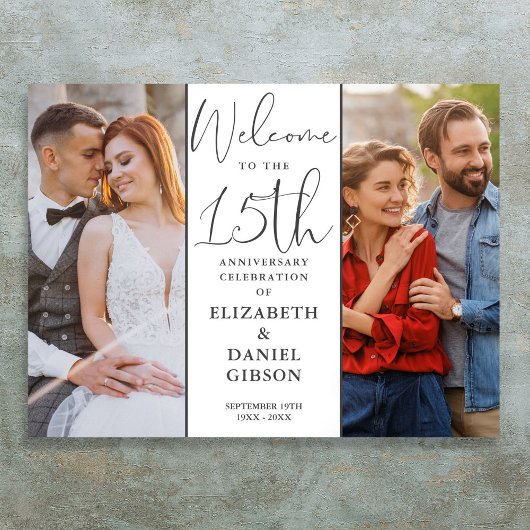 Toen en nu 2 foto 15e Jubileum welkomstbord Poster