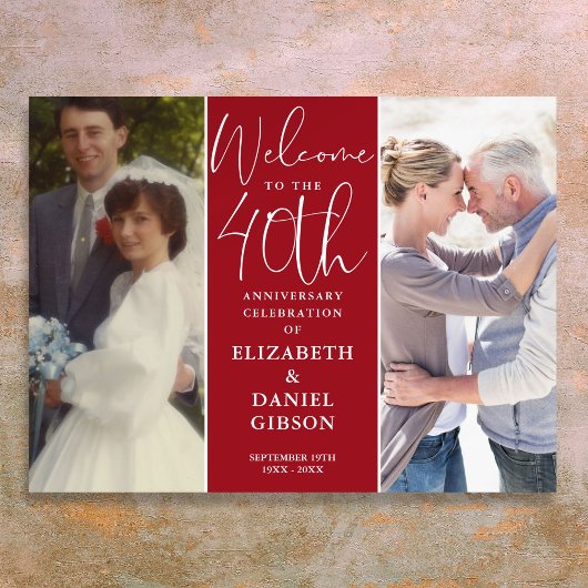 Toen en nu 2 foto 40e Jubileum welkomstbord Poster