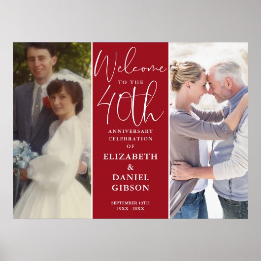 Toen en nu 2 foto 40e Jubileum welkomstbord Poster (Voorkant)