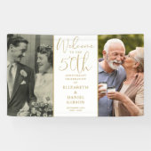 Toen en nu 2 foto 50e Jubileum welkom Spandoek (Horizontaal)