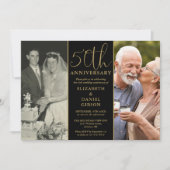 Toen En Nu 2 Foto 50ste Huwelijksverjaardag Kaart (Voorkant)