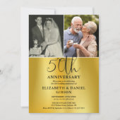 Toen en Nu 2 Foto 50ste Huwelijksverjaardag Kaart (Voorkant)
