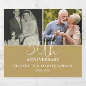 Toen En Nu 2 Foto 50ste Huwelijksverjaardag Sparkling Wijnetiket (Enkel label)