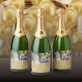 Toen En Nu 2 Foto 50ste Huwelijksverjaardag Sparkling Wijnetiket