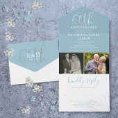 Toen en nu 2 foto 60e bruiloft Jubileum All In One Uitnodiging