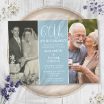 Toen en nu 2 foto 60e bruiloft Jubileum Kaart<br><div class="desc">Een elegante uitnodiging voor het 60-jarig huwelijk,  met 2 speciale foto's en stijlvolle typografie. Ontworpen door Thisnotme©</div>