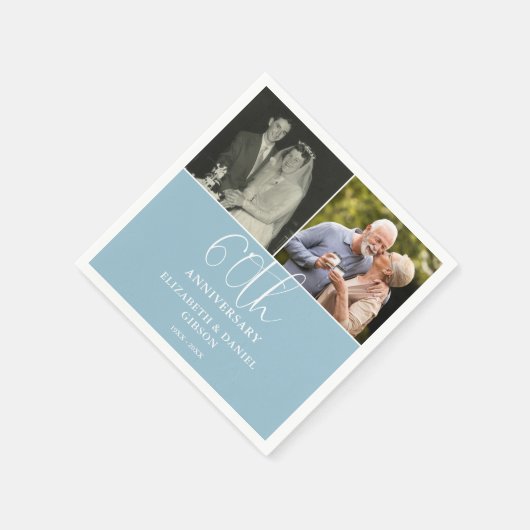 Toen en nu 2 foto 60e bruiloft Jubileum Servet (Hoek)