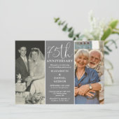 Toen en nu 2 foto 75e bruiloft Jubileum Kaart (Staand voorkant)