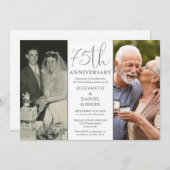 Toen en nu 2 foto 75e bruiloft Jubileum Kaart (Voorkant / Achterkant)