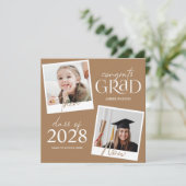Toen En Nu | 2 Foto Afstudeer Uitnodiging (Staand voorkant)