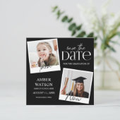 Toen en Nu | 2 Foto Afstudeerfeest Save The Date (Staand voorkant)