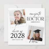 Toen en Nu | 2 Foto Dokter Afstuderen Kaart (Voorkant)