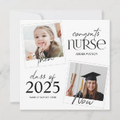 Toen en nu | 2 Foto Verpleegkundige Afstuderen Kaart (Voorkant)