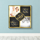 Toen en nu 50ste bruiloft Jubileum Canvas Afdruk (Insitu (Houten vloer))