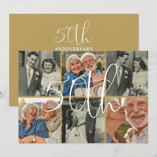 Toen en nu 6 foto 50e bruiloft Jubileum Kaart (Voorkant / Achterkant)