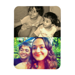 Toen en nu Kinder foto's Flexibele fotomagneet Magneet