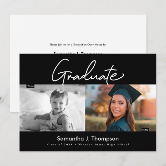 Toen en nu middelbare school Afstuderen Custom fot Kaart (Voorkant / Achterkant)