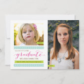 Toen en nu Mint & Pink Chevron Foto Afstuderen Kaart (Voorkant)