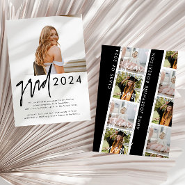 Toen en nu moderne foto Afstuderen aankondiging