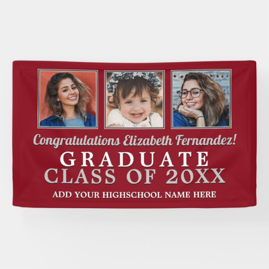 Toen en Nu Schoolkleuren Afstuderen Spandoek (Horizontaal)