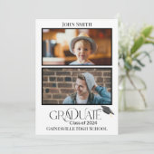 Toen en nu twee foto Afstuderen aankondiging (Staand voorkant)