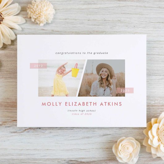 Toen en nu twee foto Afstuderen Aankondiging