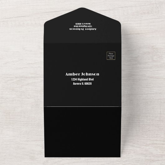 Toen en Nu Zwart Goud 50e Bruiloft Jubileum All In One Uitnodiging (Buitenkant)