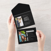 Toen en nu zwart zilver 25e bruiloft Jubileum All In One Uitnodiging (Afscheurbaar)