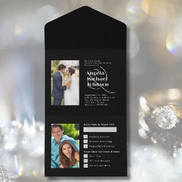 Toen en nu zwart zilver 25e bruiloft Jubileum All In One Uitnodiging