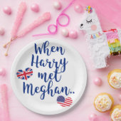 Toen Harry Meghan ontmoette | Fun Royal Wedding Papieren Bordje (Feest)