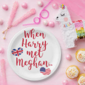 Toen Harry Meghan ontmoette | Fun Royal Wedding Papieren Bordje (Feest)