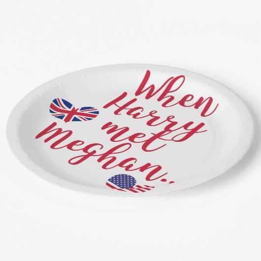 Toen Harry Meghan ontmoette | Fun Royal Wedding Papieren Bordje (Gekanteld)
