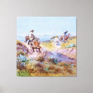 “Toen koeien wild waren” door Charles M Russell Canvas Afdruk