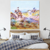 “Toen koeien wild waren” van Charles M Russell Canvas Afdruk (Insitu (Slaapkamer))