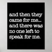 Toen kwamen ze voor mij, politiek protest, wereldo poster (Voorkant)