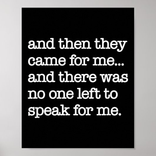 Toen kwamen ze voor mij, politiek protest, wereldo poster (Voorkant)