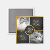 Toen & Nu 2016 Elegant Zwart & Goud 50e bruiloft Magneet (Voorkant / Achterkant)