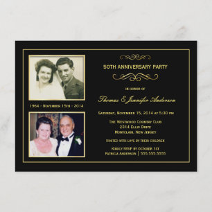 Toen & Nu 50ste gouden jubileum met 2 foto's Kaart