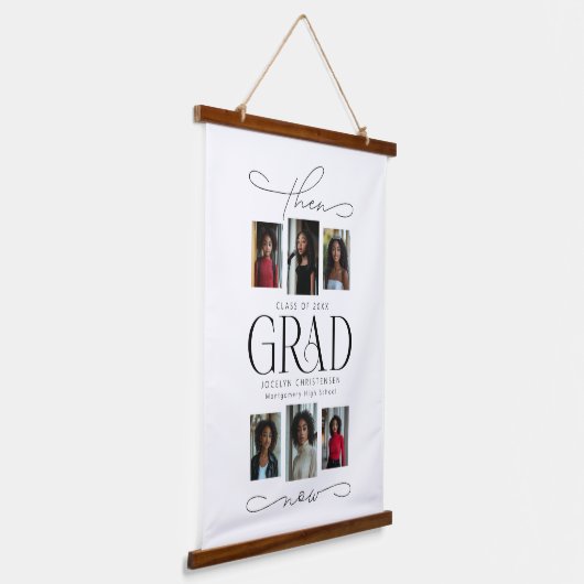 Toen & Nu Afstudeerder Fotocollage Afstuderen Keep Hangend Wandkleed (Gebogen)