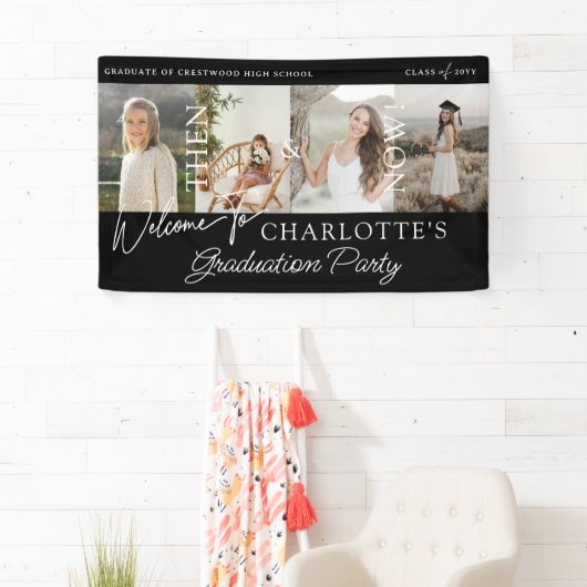 Toen & Nu Afstuderen Party Afstudeerder Foto's Wel Spandoek (Insitu)